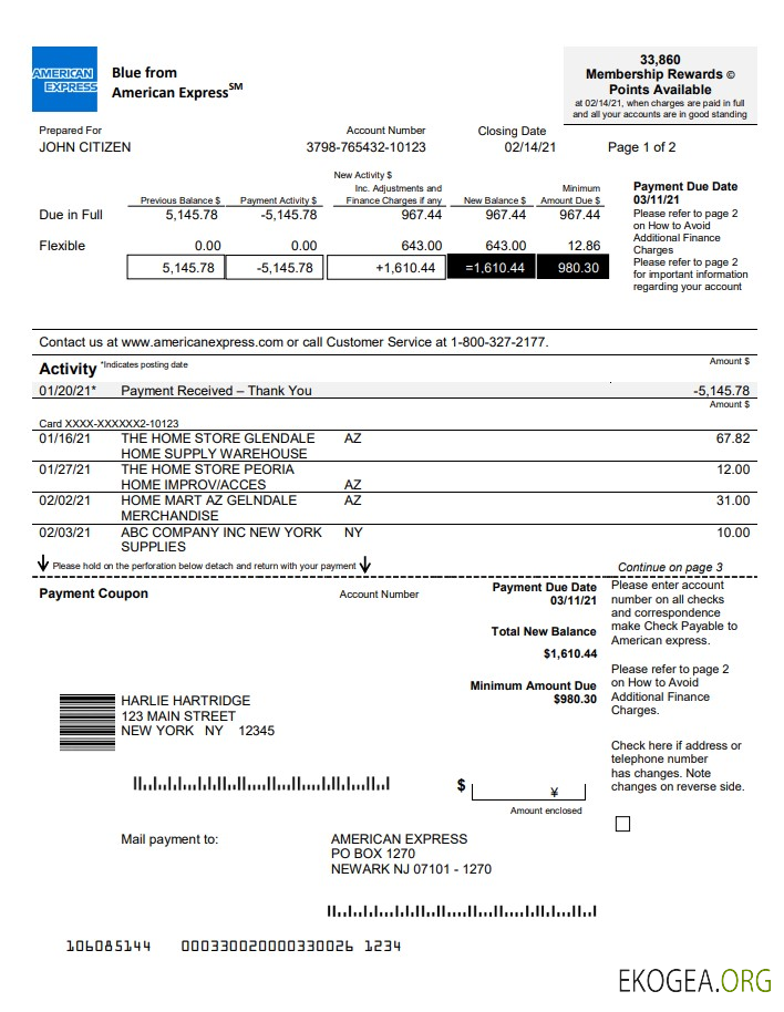 États Unis New York American Express Bleu